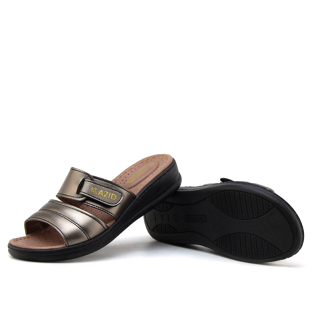 0640 sandale confort en cuir femme nickel
