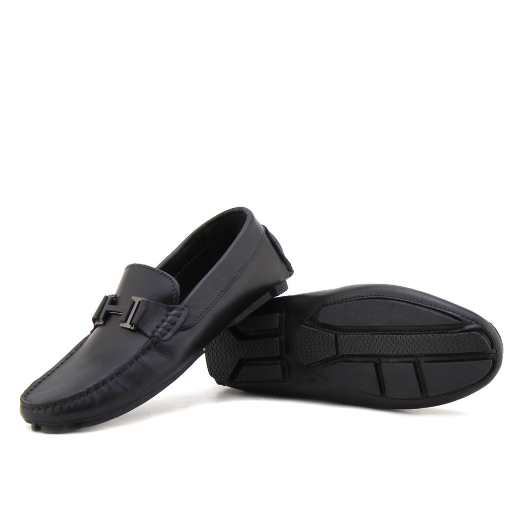 071 Chaussures Homme Mocassins sports en cuir noir