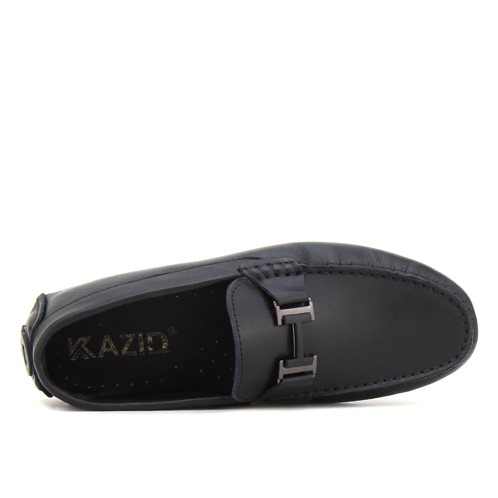 071 Chaussures Homme Mocassins sports en cuir noir
