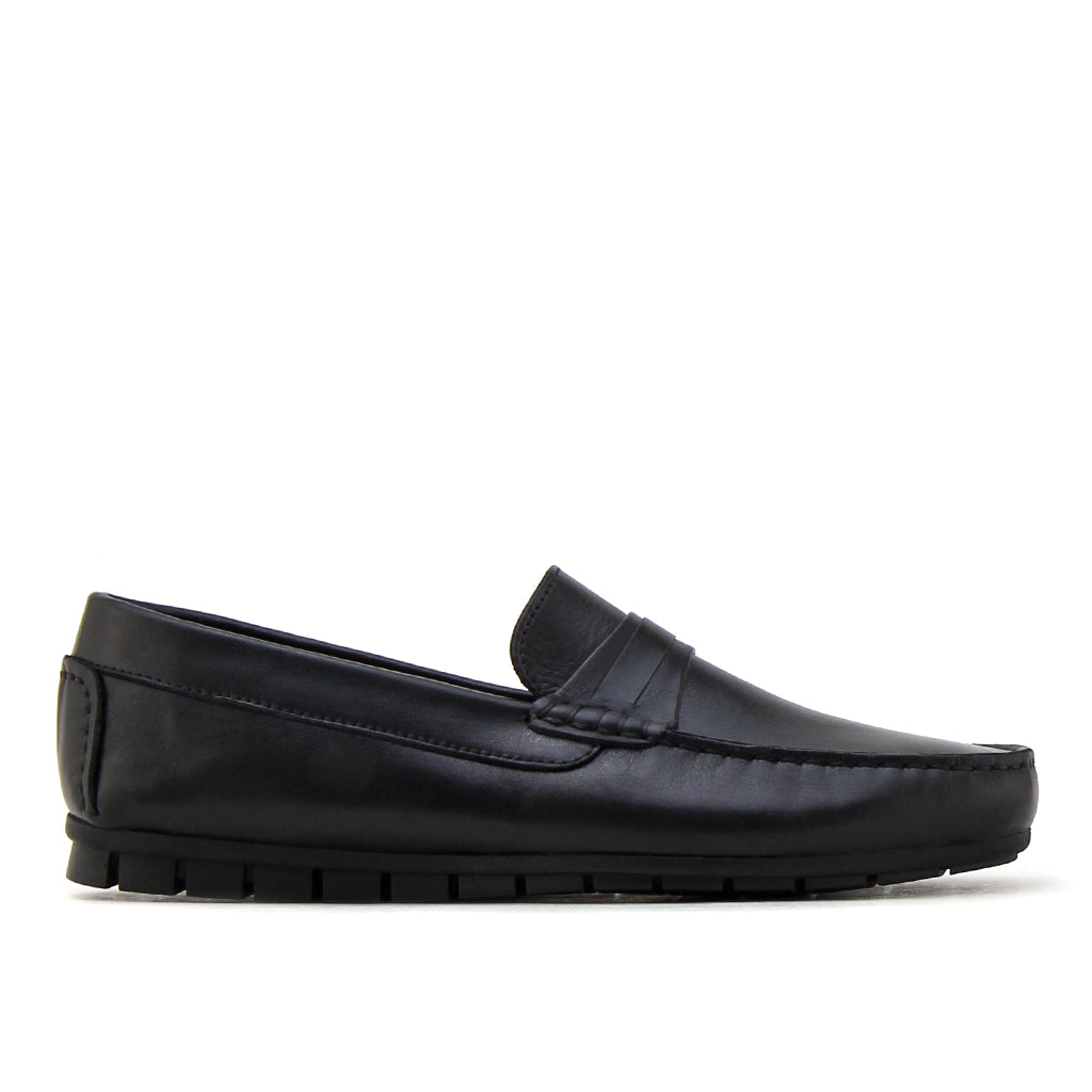 074 Chaussures Homme Mocassins sports en cuir noir