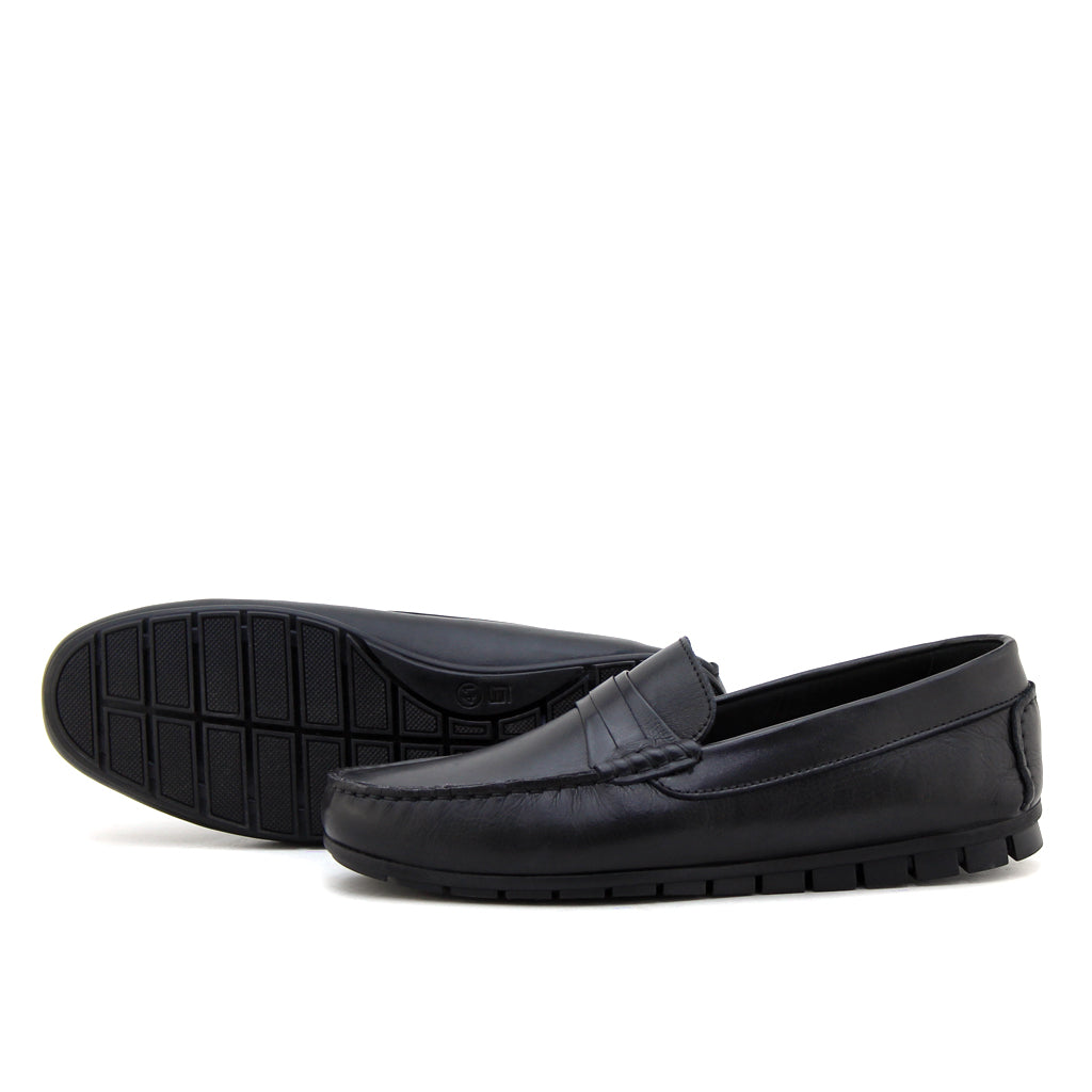 074 Chaussures Homme Mocassins sports en cuir noir