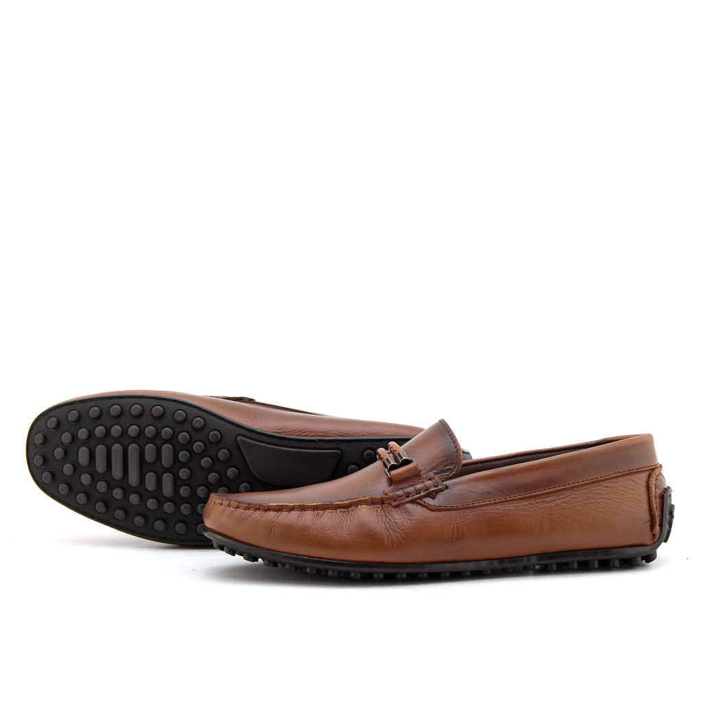082 Chaussures Homme Mocassins sports en cuir marron