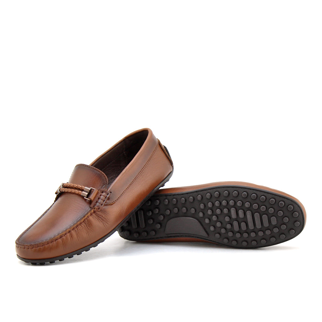 082 Chaussures Homme Mocassins sports en cuir marron