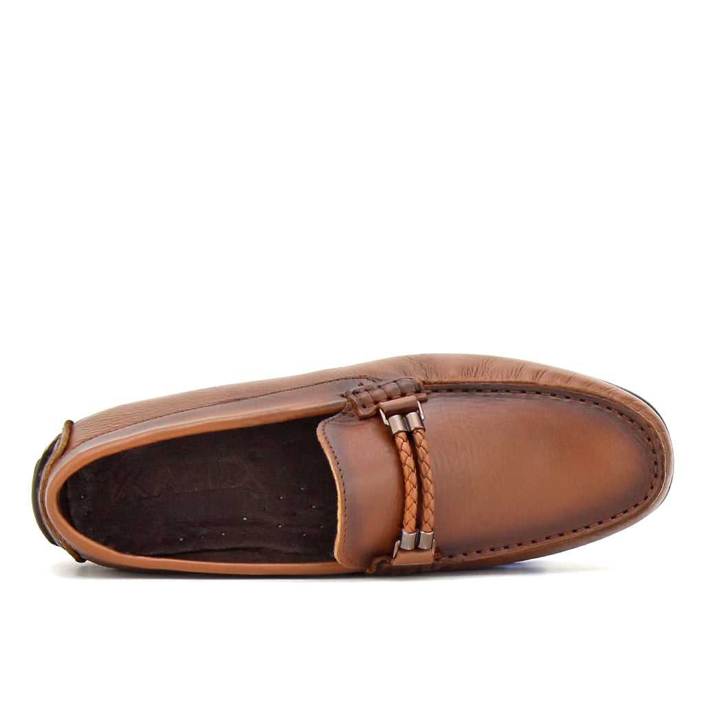 082 Chaussures Homme Mocassins sports en cuir marron
