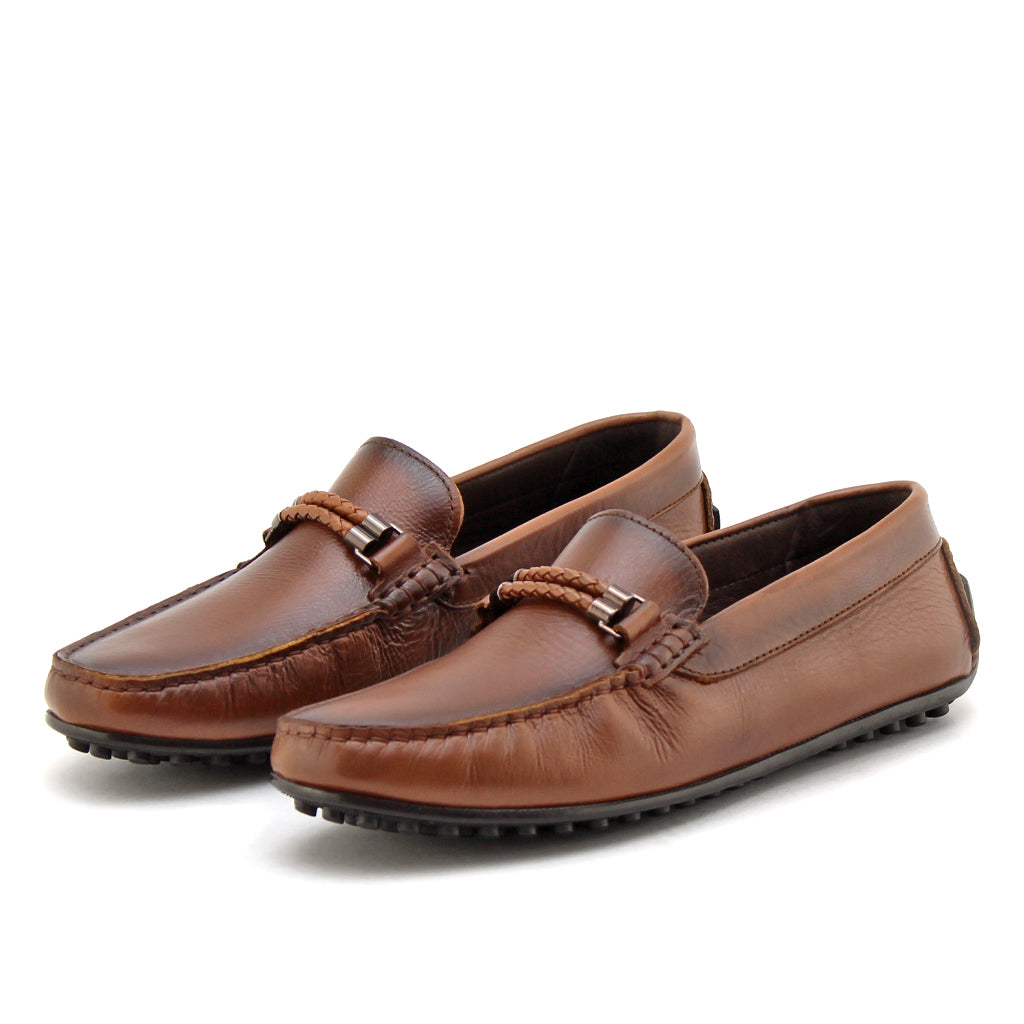 082 Chaussures Homme Mocassins sports en cuir marron