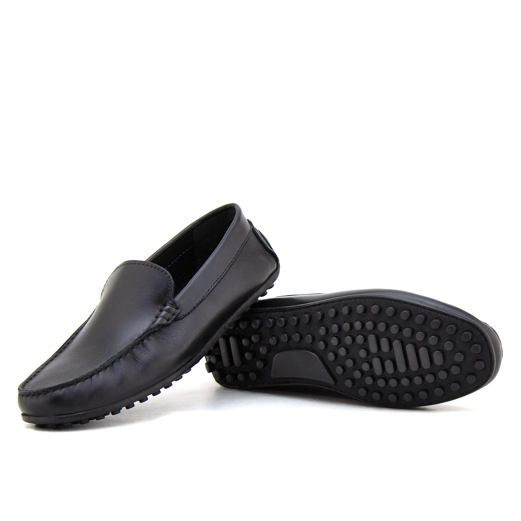 086 Chaussures Homme Mocassins sports en cuir noir