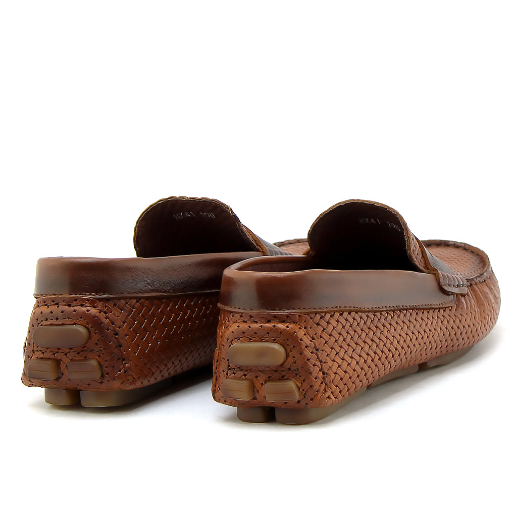 0194 Chaussures Homme Mocassins sports en cuir marron clair