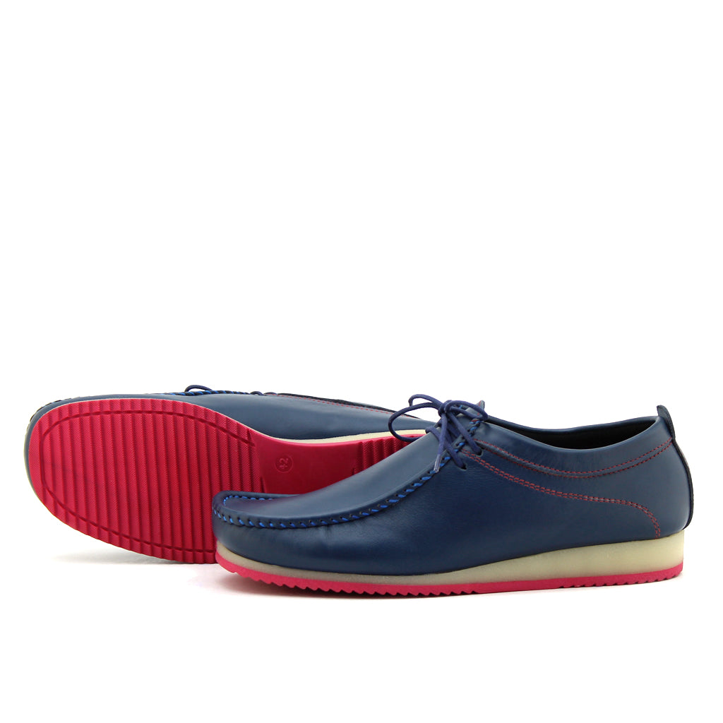 097 Chaussures Homme Mocassins sports en cuir bleu