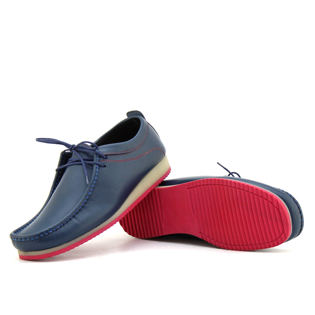 097 Chaussures Homme Mocassins sports en cuir bleu