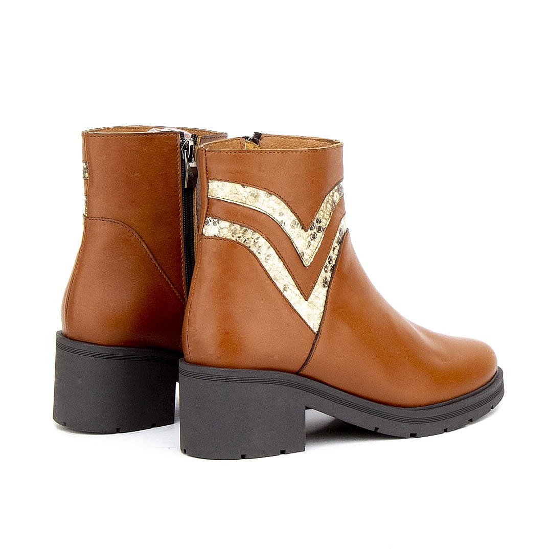 0596 BOTTINE EN CUIR TABAC FEMME