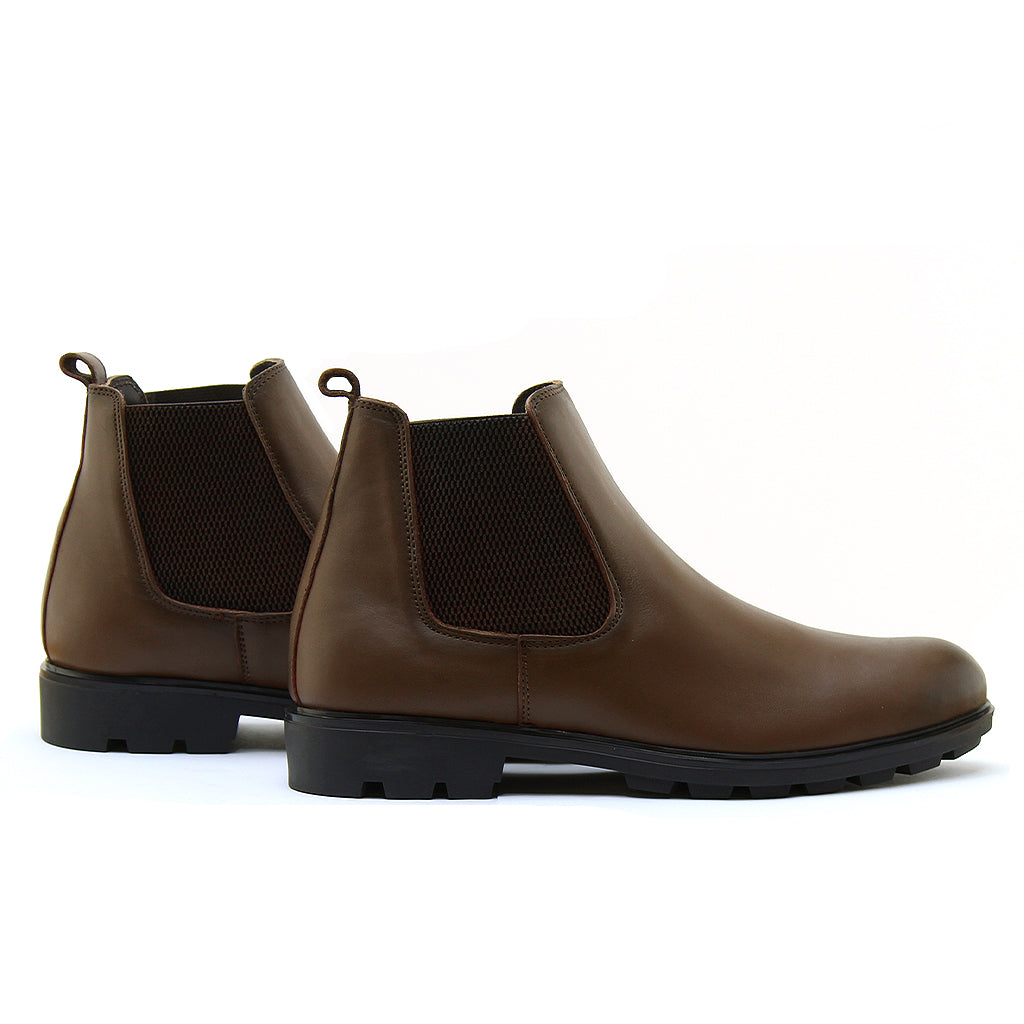 0300 bottine en cuir marron homme
