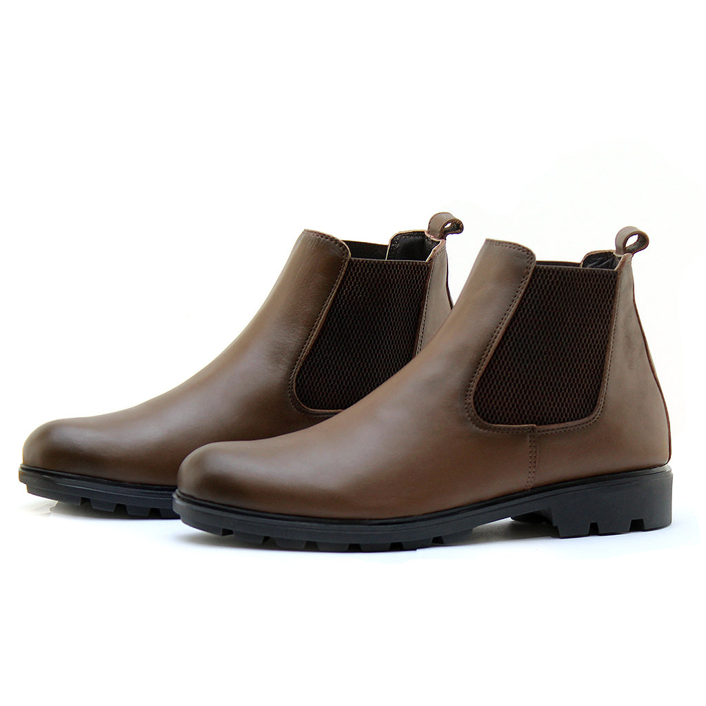 0300 bottine en cuir marron homme