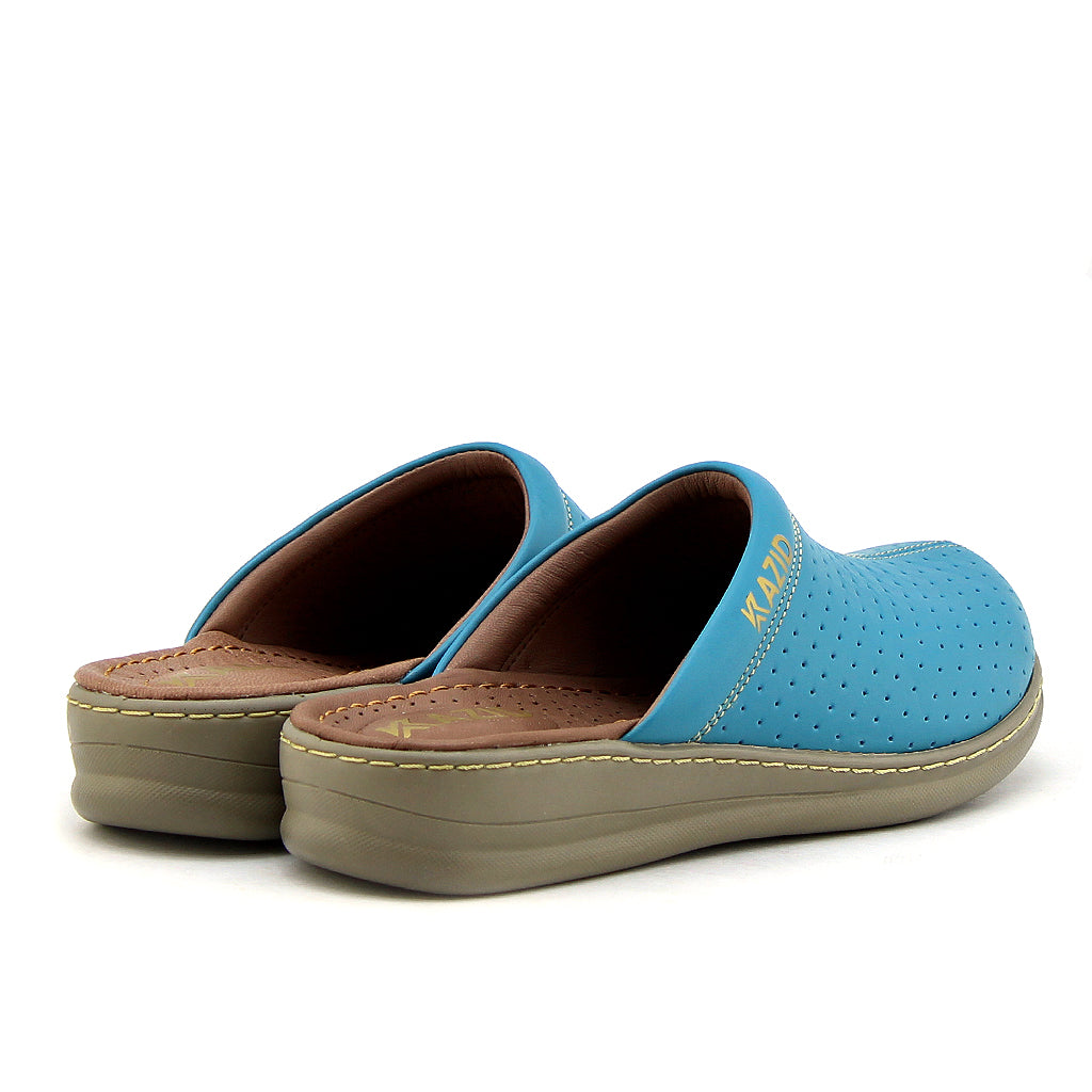 0231 sabot confort en cuir femmes bleu ciel