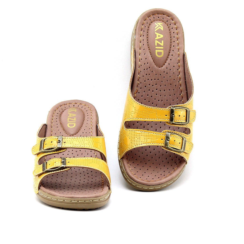 039 sandale médical femme moutarde verni