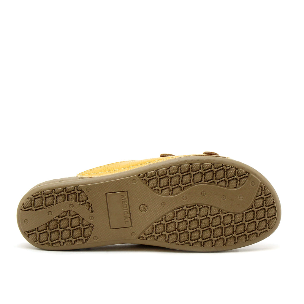 039 sandale médical femme moutarde verni