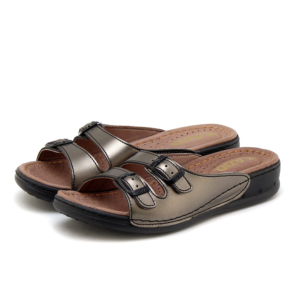 039 sandale confort en cuir femme nickel