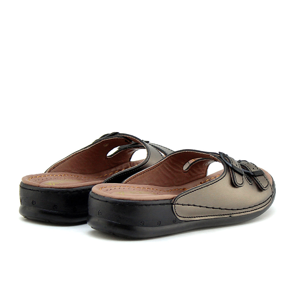 039 sandale confort en cuir femme nickel
