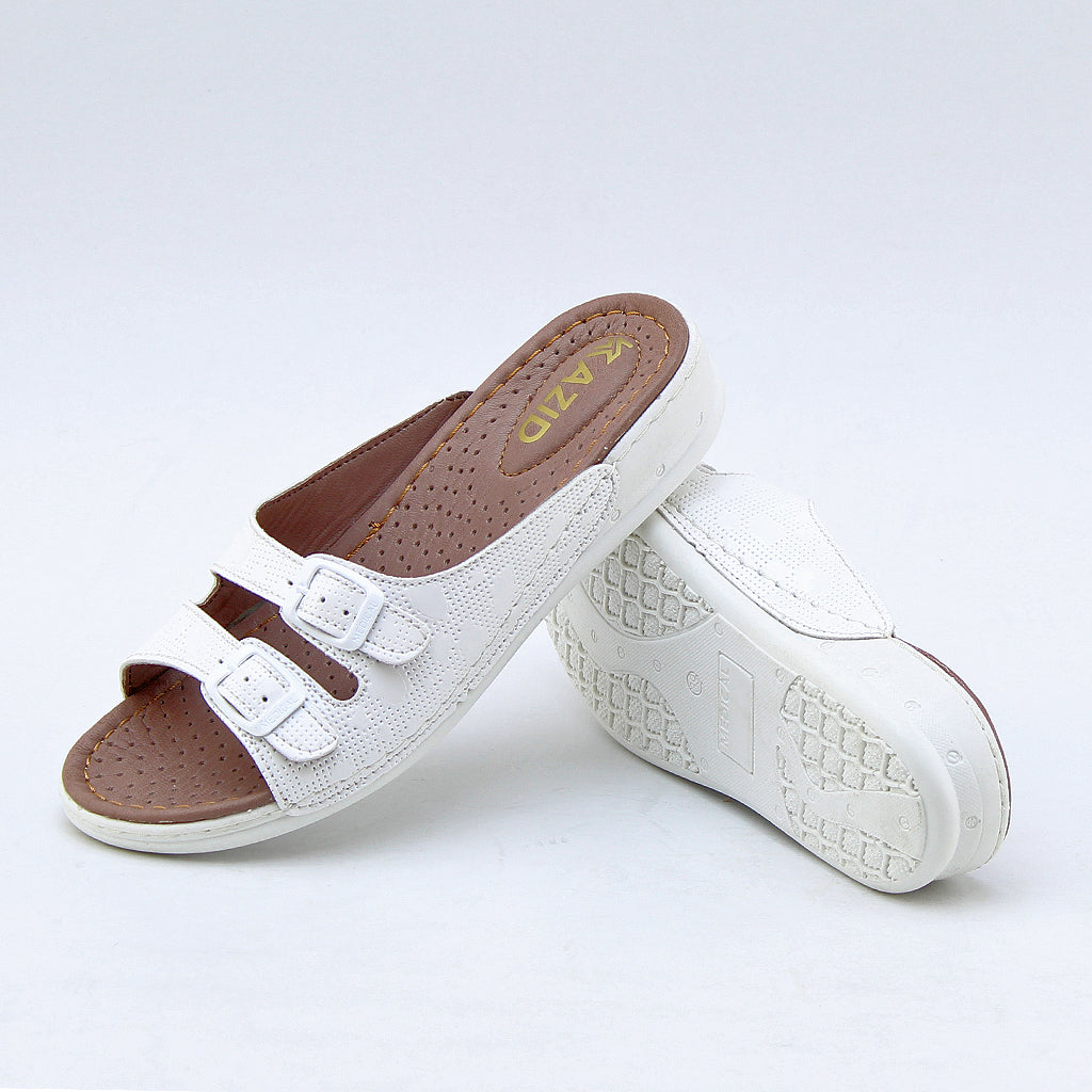 039 sandale confort en cuir femme blanc