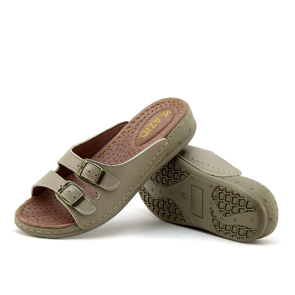039 sandale confort en cuir femme biege