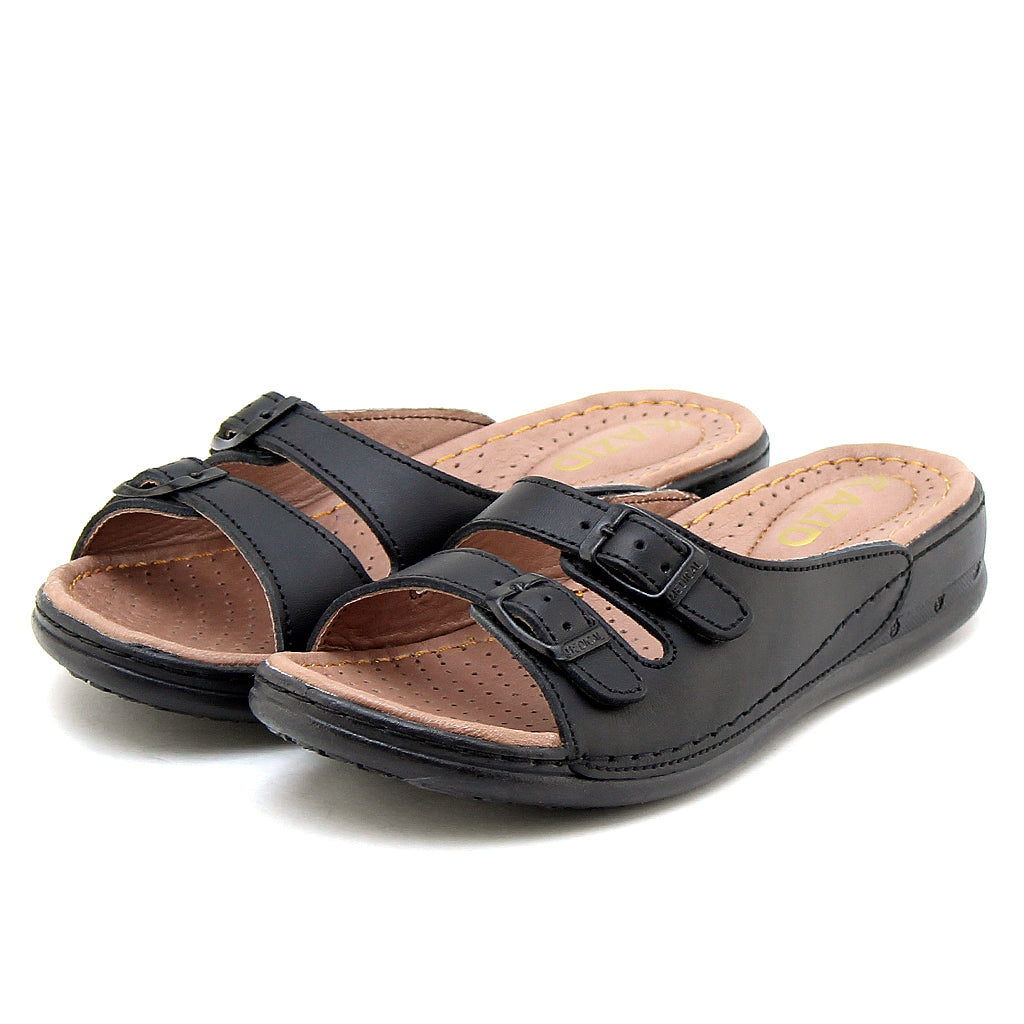 039 sandale confort en cuir femme noir
