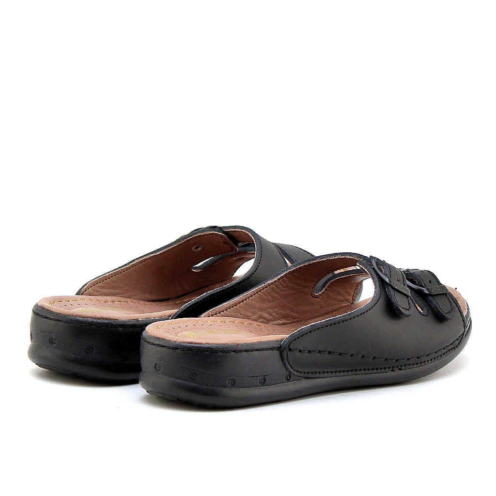 039 sandale confort en cuir femme noir