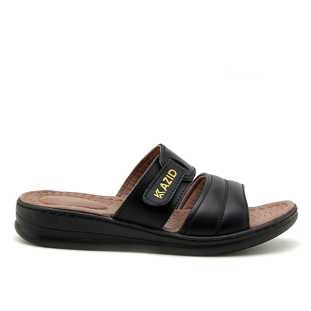 0640 sandale confort en cuir femme noir