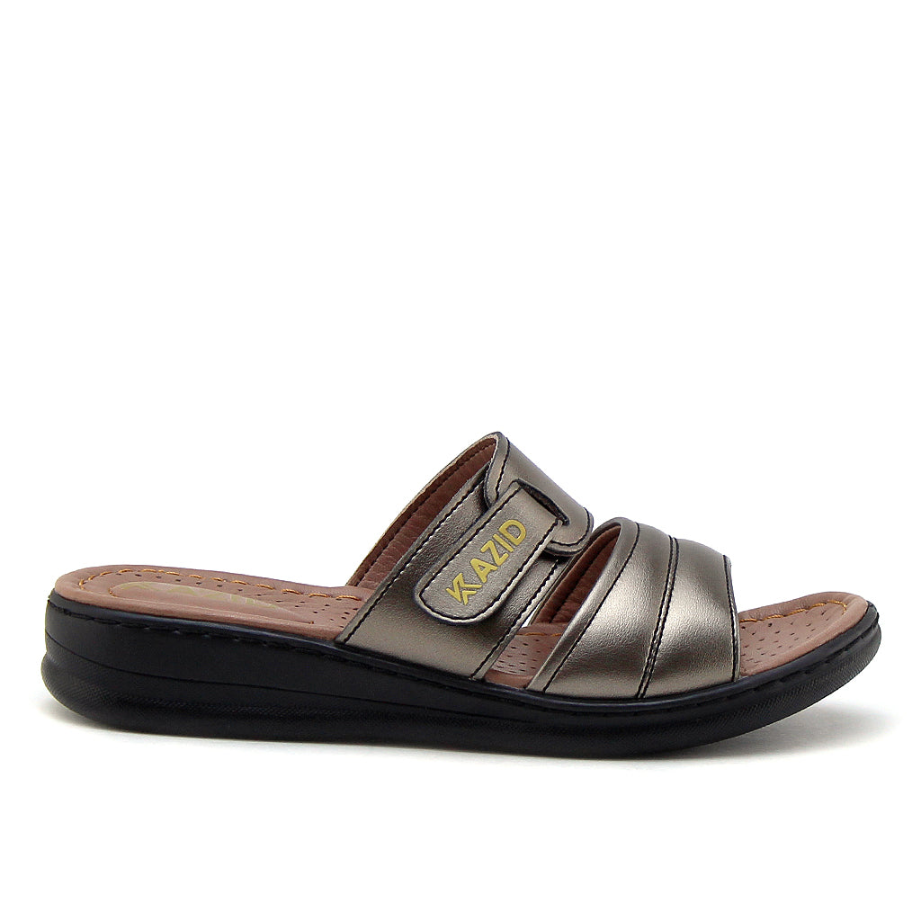 0640 sandale confort en cuir femme nickel