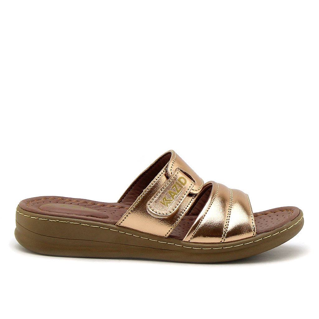 0640 sandale confort en cuir femme cuivre