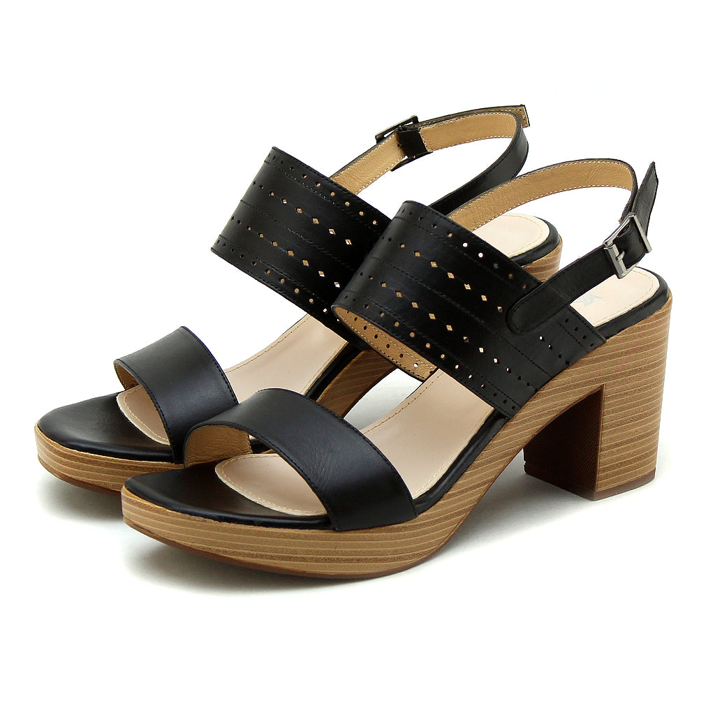 0473 sandale en cuir femme noir