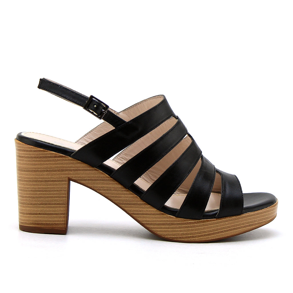 0582 sandale en cuir femme noir
