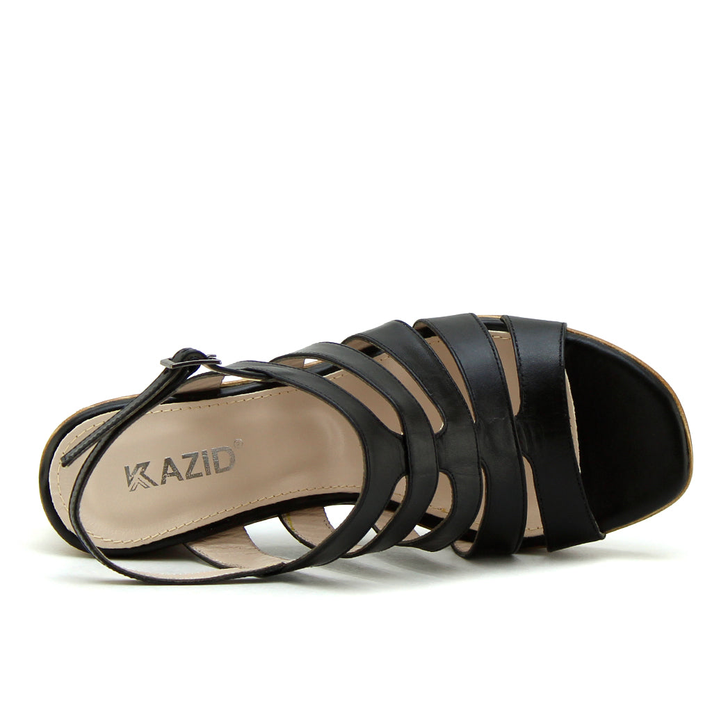 0582 sandale en cuir femme noir