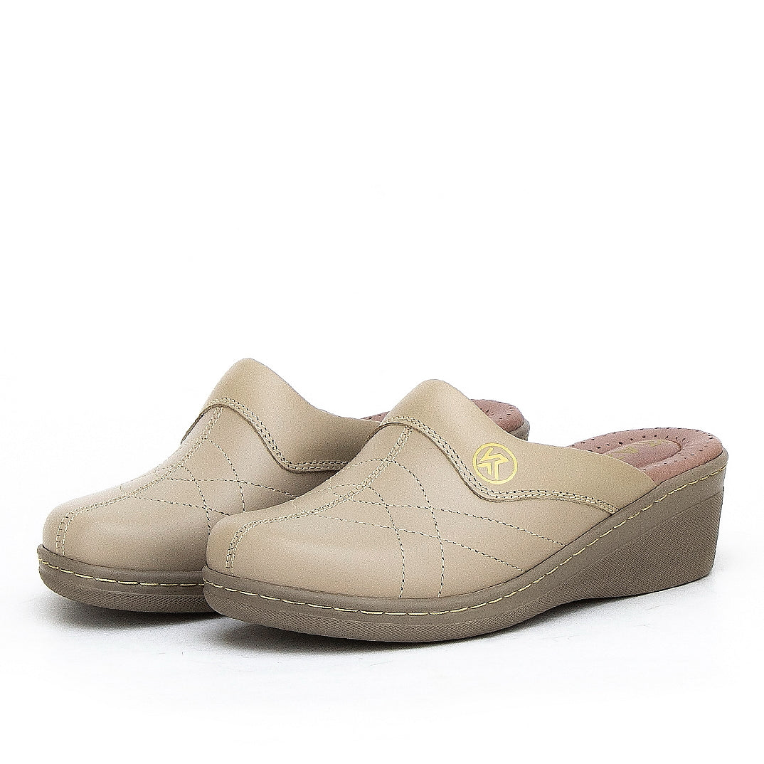 0501 sabot confort en cuir femmes beige