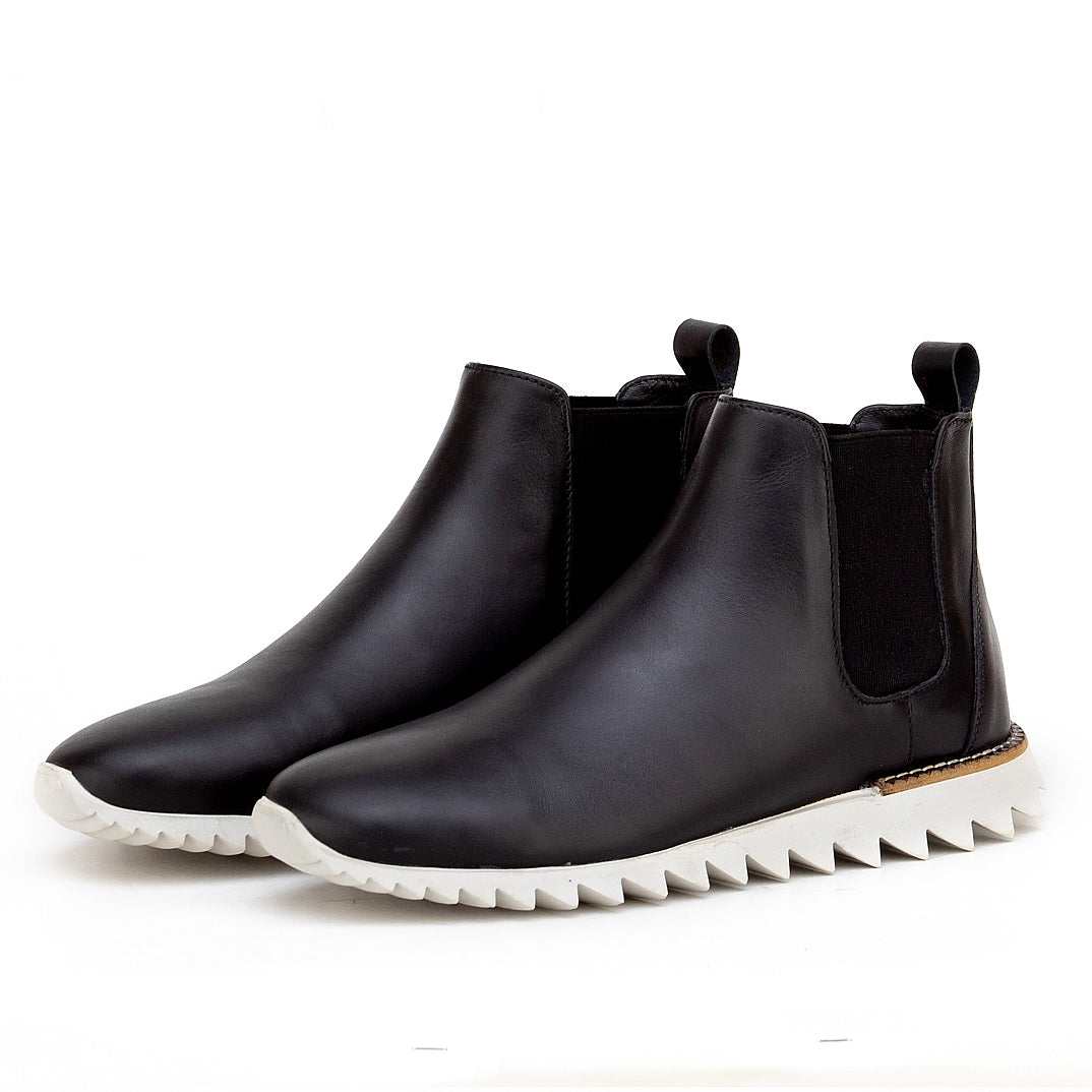 033 bouttine homme en cuir noir blanc