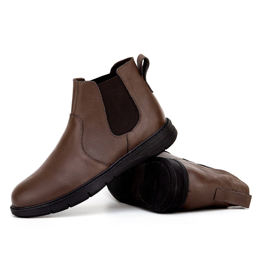 020 BOTTINE CONFORT EN CUIR MARRON