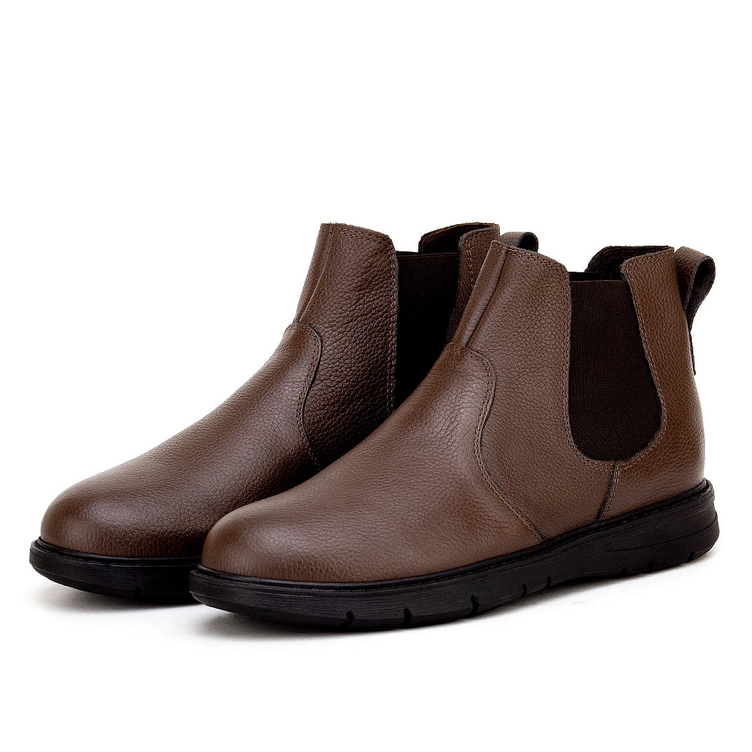 020 BOTTINE CONFORT EN CUIR MARRON