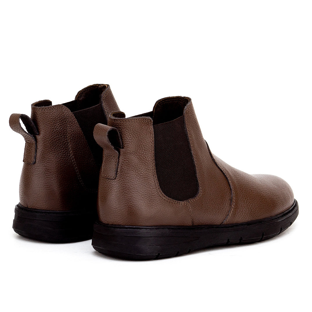 020 BOTTINE CONFORT EN CUIR MARRON