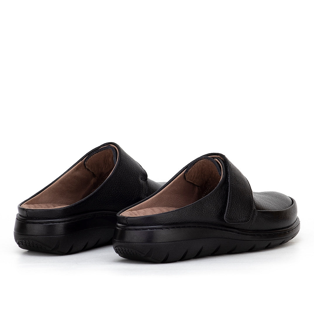 0507 sabot confort en cuir femmes noir