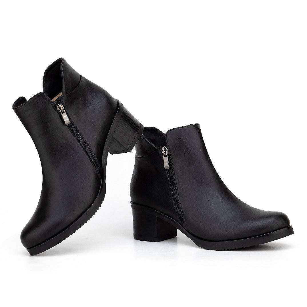 0407 BOTTINE EN CUIR NOIR FEMME