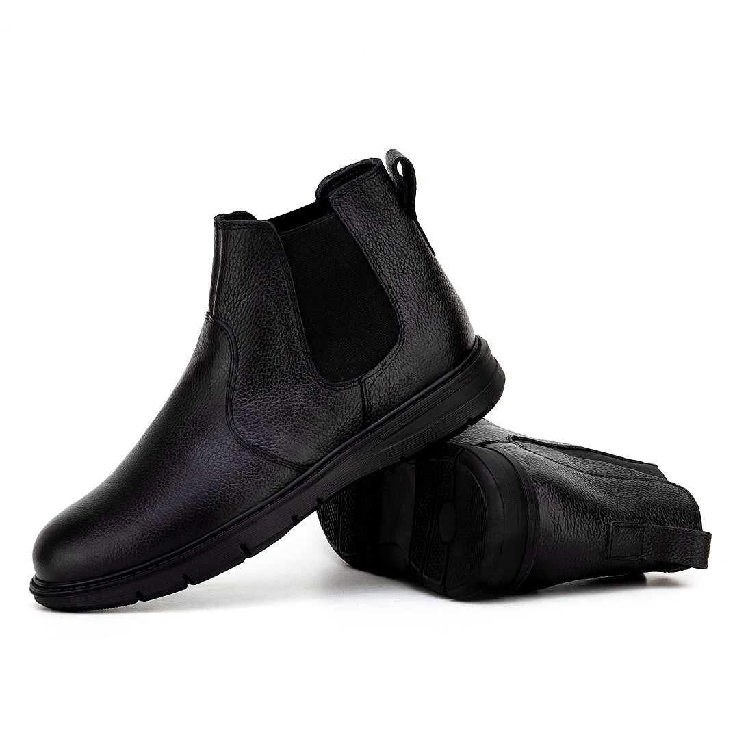 020 BOTTINE CONFORT EN CUIR NOIR
