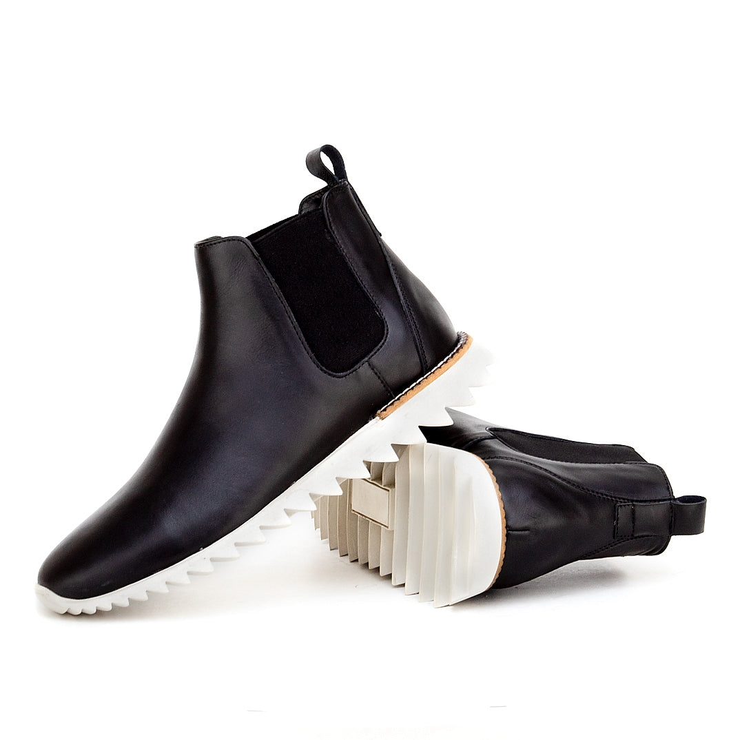 033 bouttine homme en cuir noir blanc