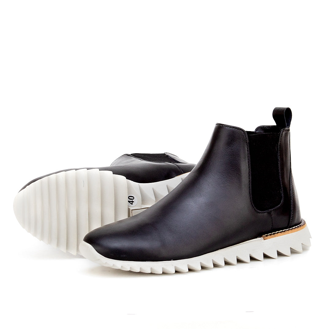 033 bouttine homme en cuir noir blanc