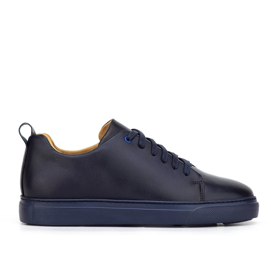 01000 Chaussure Sneaker Homme en cuir bleumarin