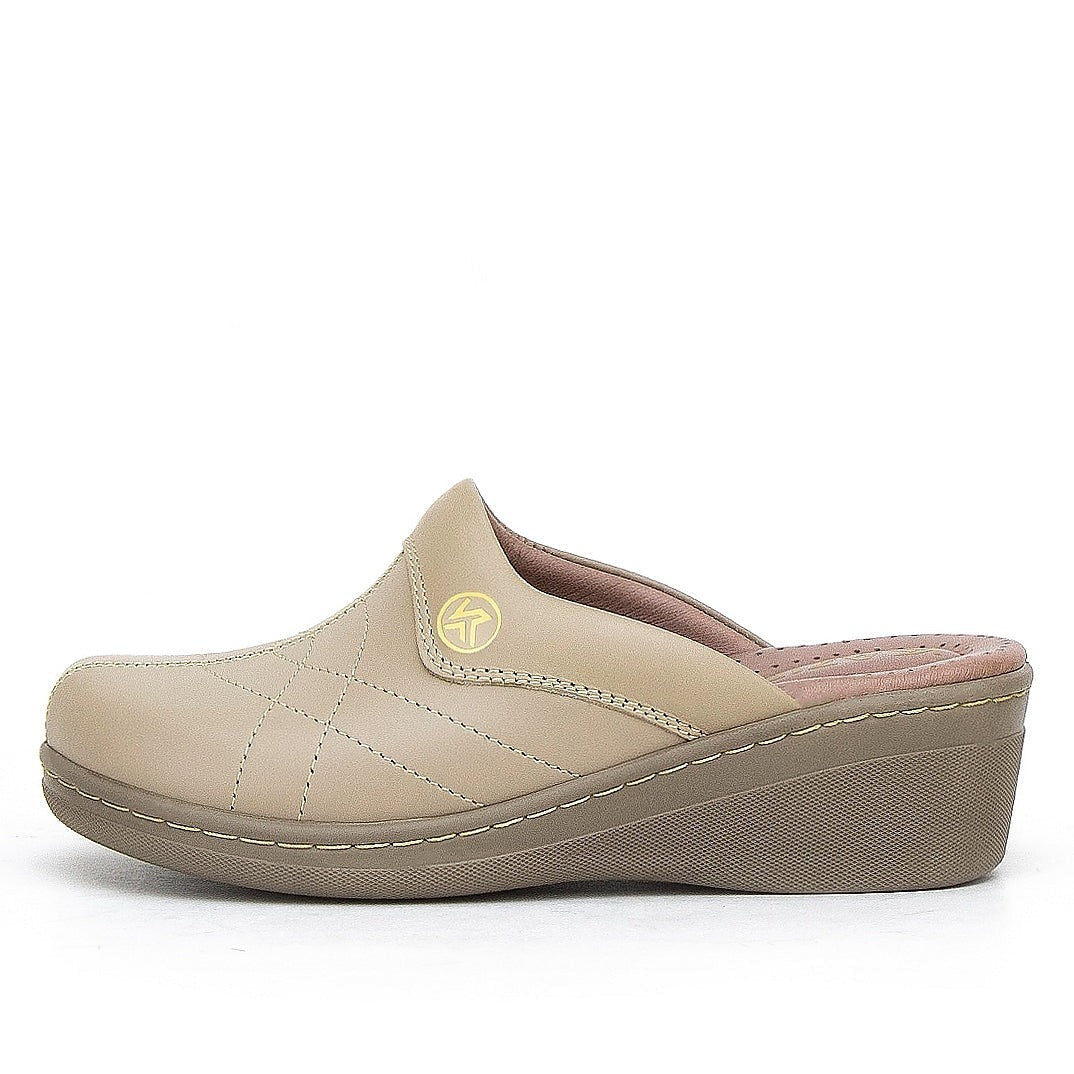 0501 sabot confort en cuir femmes beige