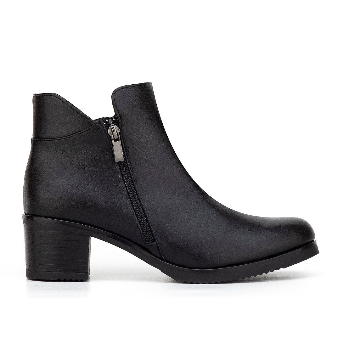 0407 BOTTINE EN CUIR NOIR FEMME