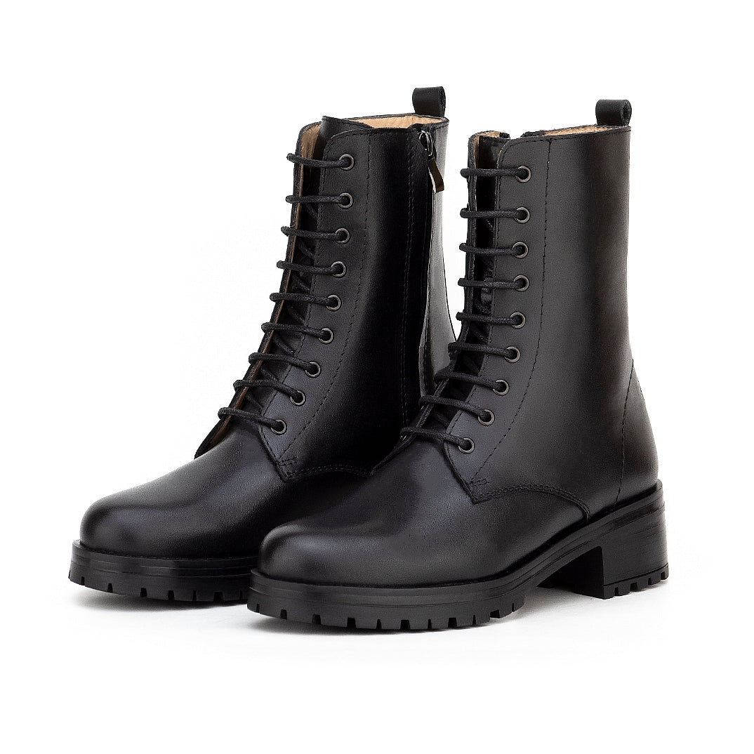 0188 bottine noir en cuir femme