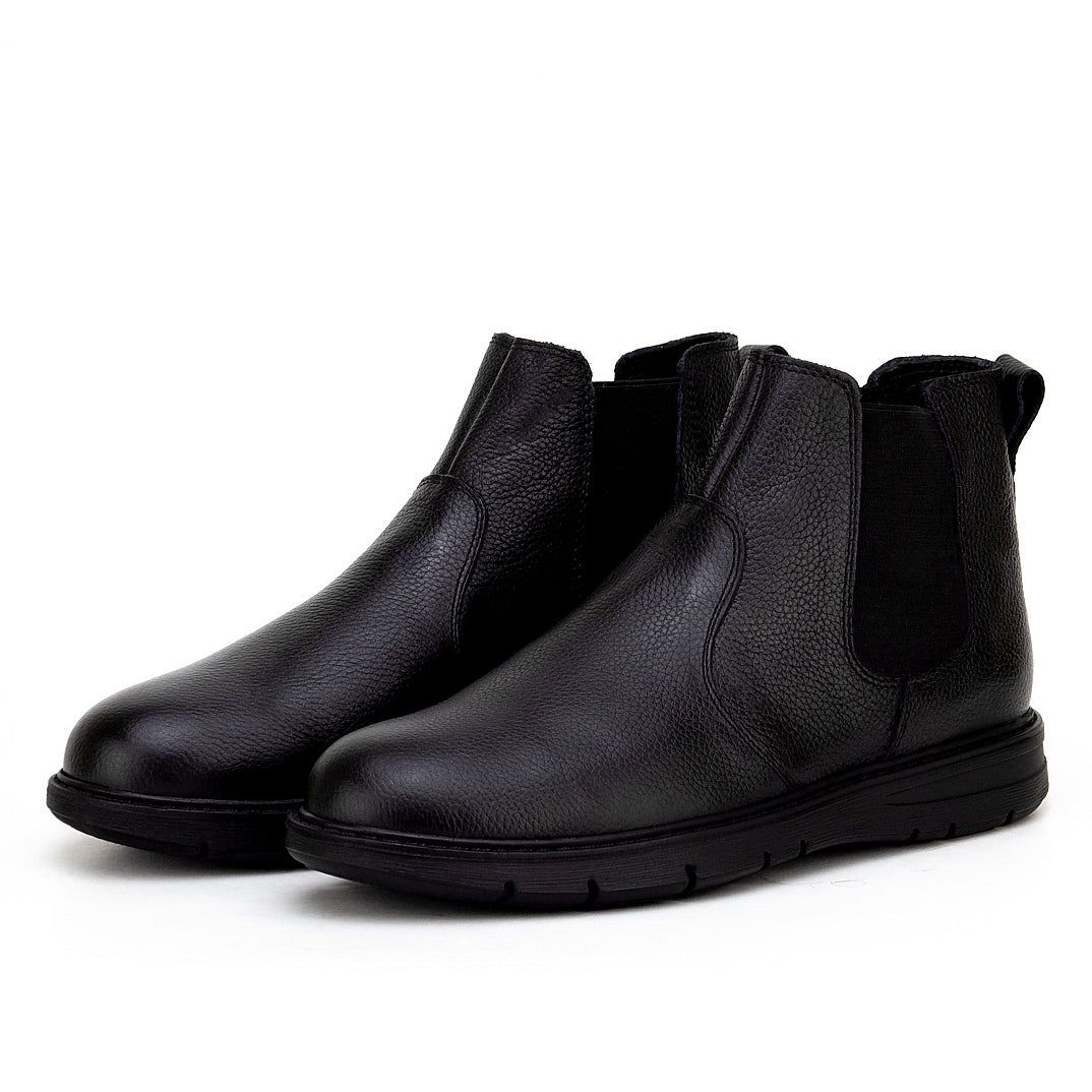 020 BOTTINE CONFORT EN CUIR NOIR