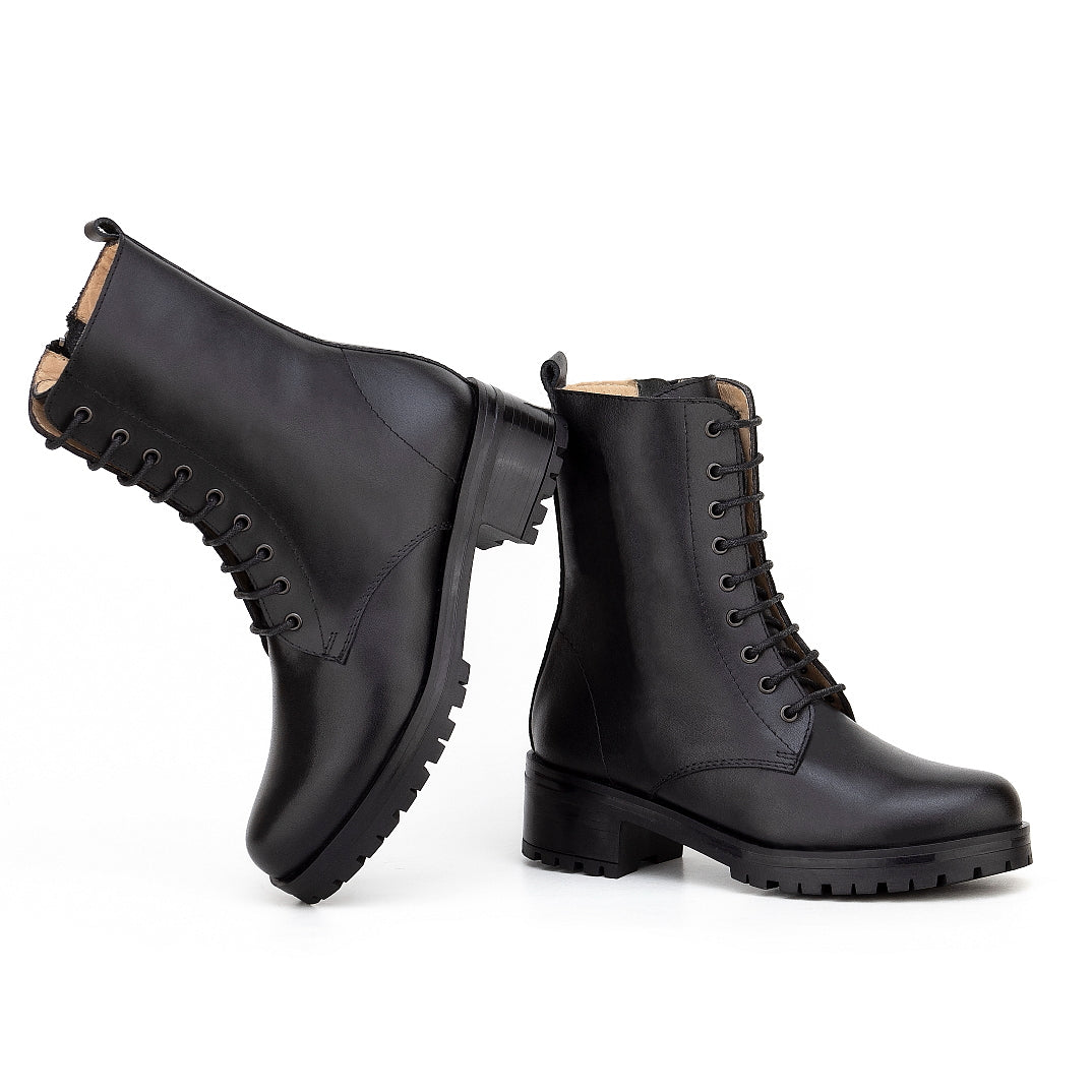 0188 bottine noir en cuir femme