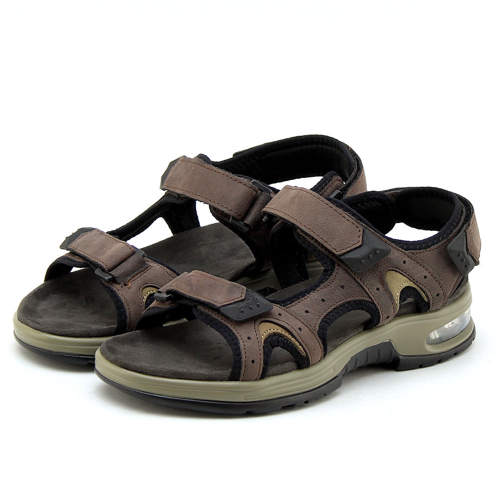 0206 sandale confort en cuir nubuck homme marron