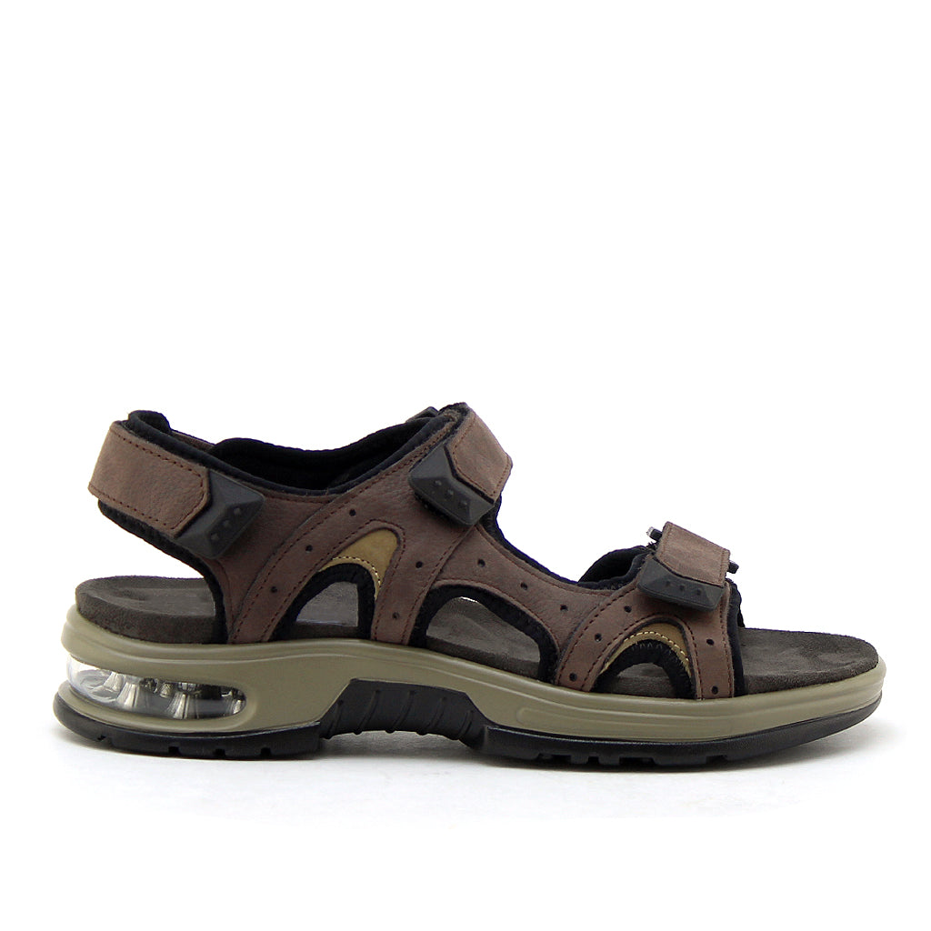 0206 sandale confort en cuir nubuck homme marron
