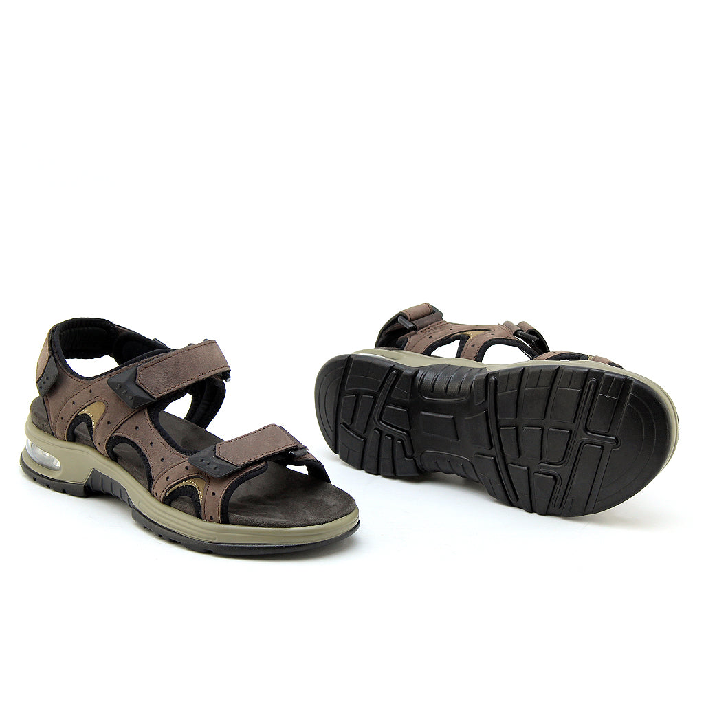 0206 sandale confort en cuir nubuck homme marron
